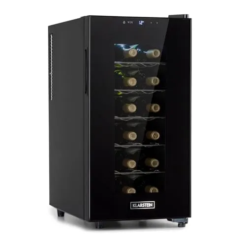 Klarstein Weinkühlschrank Bellevin 18 Uno - Weinkühlschrank für 18 Flaschen, bietet digitale Temperaturkontrolle und elegante Glastür, ideal für Weinliebhaber und Genießer.