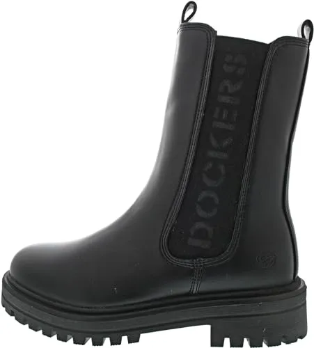 Dockers by Gerli Damen 49ya207 Stiefelette, Allblack 610101, 37 EU - Wanderschuhe mit robustem Synthetik-Obermaterial, ideal für Outdoor-Aktivitäten und komfortabel durch den Gummi-Verschluss.