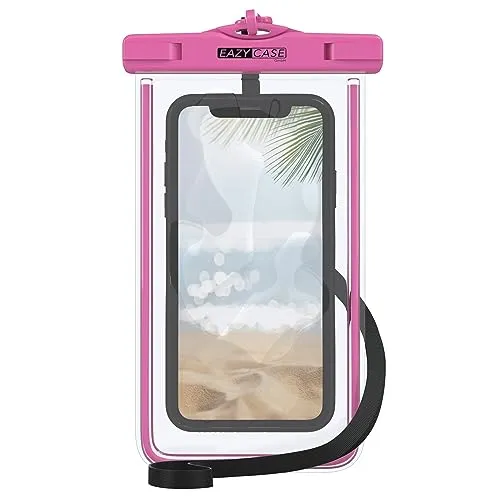 EAZY CASE - wasserdichte Unterwasserhülle Pink Schutzhülle Handyhülle Universal Unterwassertasche Beutel Handy Tasche wasserfest Universalhülle für alle Modelle bis 6,7 Zoll mit Umhängeband Schwarz