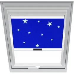 Roto Verdunklungsrollo Sterne-Marinen-Blau 3-V62, 94x160 cm (9/16), Aluminiumschiene,Elektro,QT4,Roto