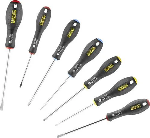 Stanley FatMax™ 7-teiliges Schraubendreher-Set - Schraubendreher-Set mit ergonomischem Soft-Grip Handgriff für maximalen Komfort und Kontrolle. Hochwertige Chrom-Vanadium-Stahlklingen garantieren Langlebigkeit und reduzierte Bruchgefahr.