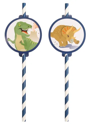 Amscan Hängedekoration 'Happy Dinosaurier', 8 Strohhalme mit Bild
