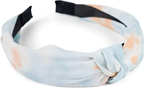 styleBREAKER Damen Stoff Haarreif mit buntem Batik Farbverlauf Muster, Twist Knoten, Headband, Haarschmuck 04027046, Farbe:Türkis-Orange