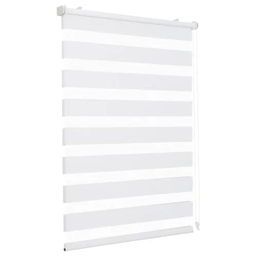 Sekey Doppelrollo Klemmfix ohne Bohren für Fenster, Doppelrollo 85 cm breit, Duo Rollo Jalousie Sonnenschutz, 85x100cm, Weiß