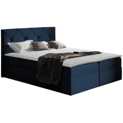 Mirjan24 Boxbett, Dunkelblau, Holz, 120x200 cm, Schlafzimmer, Betten, Boxspringbetten