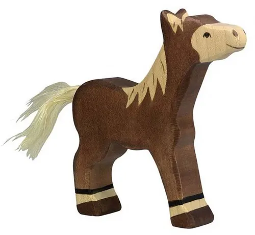 Holztiger 80042 Fohlen, stehend, dunkelbraun Holzfigur bemalt