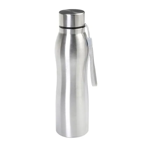 Trinkflasche Edelstahl ca. 1000 ml Schraubverschluss Karabiner silberfarben neu