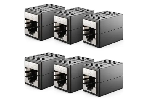 deleyCON 6x CAT 6a LAN Kabel Verlängerung RJ45 Patchkabel Kupplung Verbinder Netzwerk-Adapter