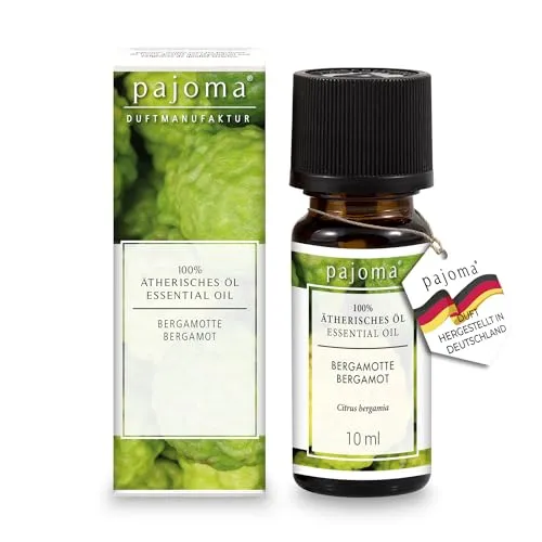 pajoma® Duftöl 10 ml, Bergamotte | 100% Naturrein Ätherisches Öl für Aromatherapie, Duftlampe, Aroma Diffuser, Massage, Naturkosmetik | Premium Qualität