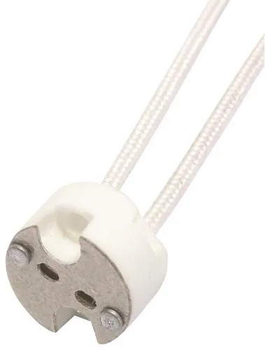 Lampenfassung universal G4/GX5.3/GY6.35, 12V/100W - Robuste Lampenfassung aus Keramik mit 10cm isoliertem Anschlusskabel, ideal für verschiedene Leuchtmittel und maximale Leistung von 100W.