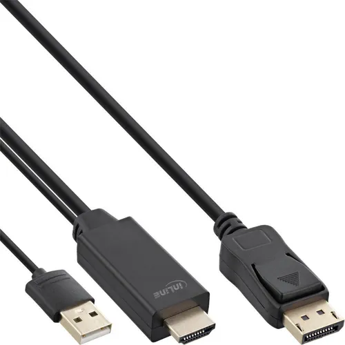 InLine HDMI to DisplayPort Converter Cable - Videokabel für 4K-Streaming - HiFi-Kabel, unterstützt maximale Auflösung von 3840 x 2160 Pixel für gestochen scharfe Bilder und brillanten Sound.