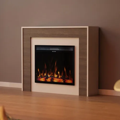Garlivo Elektrokamin 'PISA' in Weiß/Wenge | LED Standkamin mit Heizfunktion 1500 W