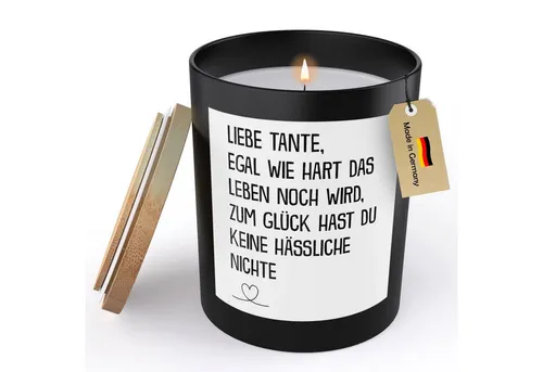22Feels Duftkerze Deko Beste Tante Geschenk v. Nichte Geburtstag Weihnachten Frauen, MADE IN GERMANY, Europäisches Sojawachs, Handgegossen