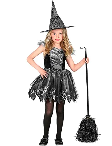 W WIDMANN MILANO Kinderkostüm Hexe - Faschingskostüm mit Kleid und Hexenhut - Kostüm für Kinder in Größe 128 cm, ideal für Halloween und Fasching. Verwandeln Sie Ihre Tochter in eine kleine Hexe mit diesem charmanten Outfit.