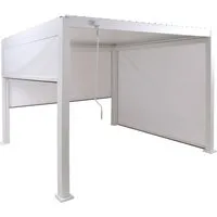 BERLINLODGE Pergola mit Seitenwänden 3x3m – Weiß, Lamellenpavillon für Garten - Stilvolle Pergola 3x3m mit 3 Seitenwänden und drehbarem Lamellendach für flexiblen Schatten. Robustes Aluminiumgestell sorgt für Langlebigkeit und Wetterbeständigkeit – ideal für Ihre Terrasse oder Garten.