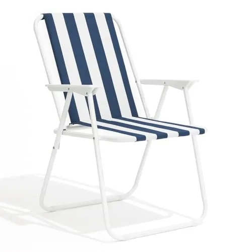 Gartenstuhl Hochlehner Klappstuhl Anglerstuhl Campingstuhl Outdoor - weiß/blau