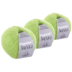 Papatya Angora Style Wolle 1650m/3x100g Strickgarn 20% Merino  Häkelgarn - Grün