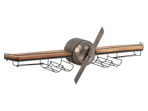 Woodkings Wandregal Camera | 133x33x25 cm | Weinregal für 4 Flaschen - Weinregal aus hochwertigem Mangoholz, ideal für Hausbar und Küche. Bietet Platz für 4 Flaschen und Gläser, perfekt für stilvolle Präsentation.