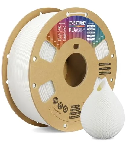 OVERTURE Filament PLA 1.75mm Aufgerüstet, 3D Drucker PLA Filament 1kg Spule (2.2 LBS), Maßgenauigkeit +/- 0.02mm (Weiß)