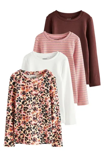 Next Langarmshirt Gerippte Langarm-T-Shirts 4er-Pack für Kinder - Buntes 4er-Pack Langarmshirts aus einer bequemen Baumwoll-Elasthan-Mischung, ideal für den täglichen Gebrauch. Perfekt für aktive Kinder in Größe 116 (6 Jahre).