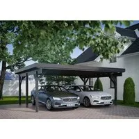 Kiehn-Holz Doppelcarport KH 311 BxT: 634 x 504 cm - Stilvoller Doppelcarport aus nordischer Fichte in Anthrazit, ideal für bis zu zwei Fahrzeuge. Robuste Konstruktion mit stabilen Pfosten und witterungsbeständigem Dach für langlebigen Schutz.