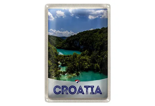 Roomando Metallschild Reise 12x18cm Kroatien Meer Natur Urlaub Berge