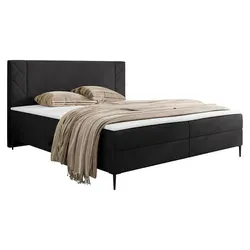 MIRJAN24 Boxspringbett Portes 140x200 cm mit Bettkästen - Schwarz - Stylisches Boxspringbett mit zwei praktischen Bettkästen für optimalen Stauraum. Maße: 140x200 cm, inklusive Topper für zusätzlichen Komfort. Perfekt für Ihr Schlafzimmer!