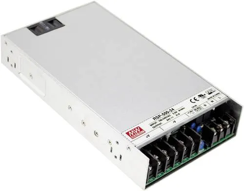 Mean Well MW RSP-500-24 Schaltnetzteil 24 V/DC 21A 504W - Sonstige - Hochleistungs-Netzteil mit aktivem PFC-Filter und flacher Bauform, ideal für platzsparende Anwendungen und zuverlässige Stromversorgung.