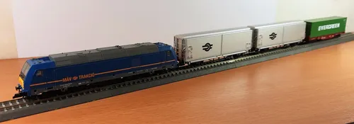 TT Einsteigerset TRAXX +3x Güterwagen+Bettungsleismaterial Tillig 01500