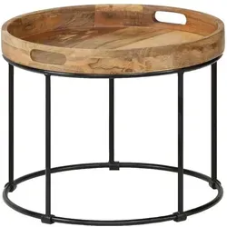 Maison Exclusive Couchtisch Massivholz Mango Und Stahl 50x40 Cm