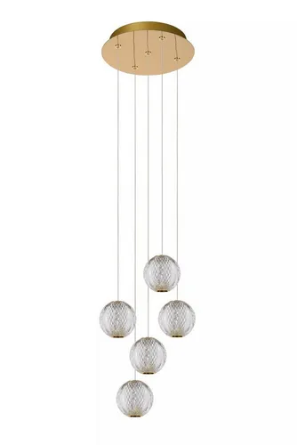 Licht-Erlebnisse Pendelleuchte HANUQ, LED fest integriert, Warmweiß, LED Metall H: max. 150 cm 32 cm breit in Gold 2700 K warmweiß 290 lm