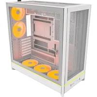 HS01 PRO Tower-Gehäuse in Weiß mit Tempered Glass - ATX Tower-Gehäuse mit 2x 2,5 Zoll Einbauschächten und 7 Full-Size-Slots, bietet eine elegante Optik und optimale Kühlung für leistungsstarke Systeme.