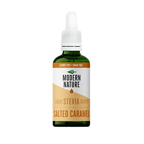 Modern Nature Salted Caramel Stevia Flüssig - Flavour Drops - Stevia Zucker - Stevia Drops Süßstoff - Liquid Aroma Geschmacks Tropfen - Sirup Zuckerfrei Ohne Kalorien Alternative Süßungsmittel 50ml