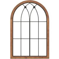 Holz Dekorativer Spiegel - Vintage Hängespiegel aus Holz - Eleganter Wandspiegel im Vintage-Stil, 60 cm x 90 cm, mit hochwertigem Holzrahmen in Braun, ideal für eine stilvolle Raumgestaltung.