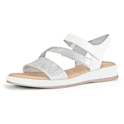 GABOR RHODOS Sandalette, Damen, Gr. 42, bunt (silberfarben, weiß) - Komfortable Sandalette in klassischem Design mit 3,5 cm Keilabsatz und weit geschnittener Passform (Weite G) – ideal für entspannte Sommertage.