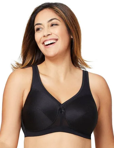 Glamorise Damen 1005 Full Coverage Bra - Schwarz, 95F - Funktionsunterwäsche mit MagicLift-Technologie für optimalen Halt und Komfort, feuchtigkeitsableitende Cups und gepolsterte, verstellbare Träger für perfekten Sitz.