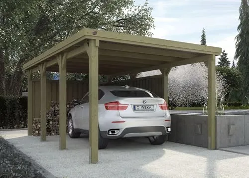 Einzelcarport Weka 617 Gr. 2 - Robuster Holz-Carport ohne Dacheindeckung - Gartenhäuser, Geräteschuppen & Carports - Stabil und langlebig, ideal für den Schutz Ihres Fahrzeugs im Freien.