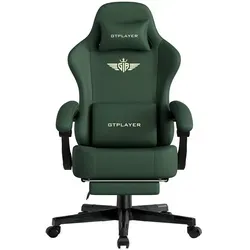 GTPLAYER Ergonomischer Gaming Stuhl mit Fußstütze - Grün - Ergonomischer Gaming Stuhl mit verstellbaren Armlehnen und stabiler Fußstütze für maximalen Komfort beim Spielen und Arbeiten. Hochwertige Materialien sorgen für Langlebigkeit und angenehmes Sitzen.