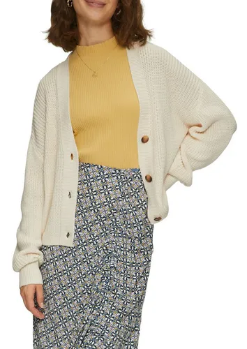 QS Strickjacke mit Rippbündchen beige XXL - Strickjacke in ecru mit atmungsaktivem Material und Rippbündchen, perfekt für einen lässigen Look. Ideal für jede Gelegenheit.