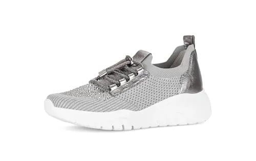Gabor Damen Low-Top Sneaker in Grau mit Glitter in silber von Gabor