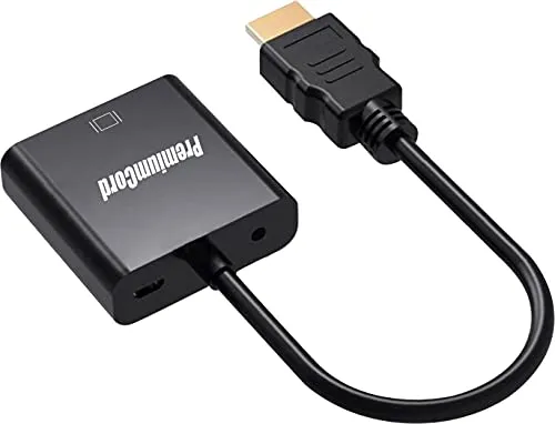 PremiumCord HDMI-zu-VGA-Konverter mit 3,5-mm-Stereo-Klinken-Audio mit Audiokabel, HDMI 1.3, HDCP 1.2, Unterstützt Full HD 1080p, Vergoldete Anschlüsse