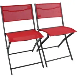 VCM 2er Set Gartenstuhl - Klappbare Balkonstühle in Rot - Essstühle: 2 praktische und stabile Gartenstühle aus Metall mit luftdurchlässiger Textilene, ideal für den Balkon oder Camping, platzsparend klappbar.