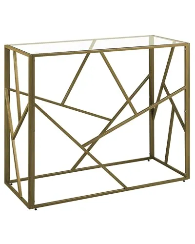 Konsolentisch Hartglas mit Metallgestell Gold in gold von Beliani