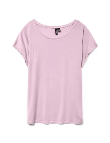 VERO MODA Damen VMAVA Plain SS TOP GA JRS NOOS T-Shirt, Pink-A-Boo, Medium