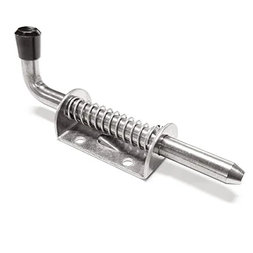 GOIYZTTR 304 Edelstahl Spring Schwere Feder Bolzenschrauben, Schubriegel mit Gummigriff und Feder Silber für Hoftor, Schuppen Tür, Garagentor, 128mm