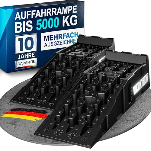 WERKTHOR Auffahrrampe Pkw – 2er Set für maximale Stabilität - Hochbelastbare Auffahrrampe für Fahrzeuge bis 5 Tonnen. Robuste HDPE-Konstruktion sorgt für Sicherheit und Langlebigkeit. Ideal für Hobby-Mechaniker und Werkstätten – perfekte Lösung für sicheres Arbeiten!