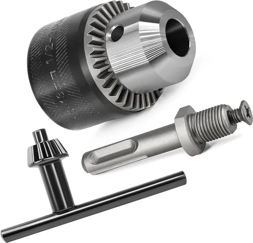S&R Bohrfutteradapter Zahnkranzbohrfutter 1,5-13 mm, 1/2-20UNF, mit SDS-plus Adapter, hochwertiges Vollmetall Bohrfutter für Bohrhämmer