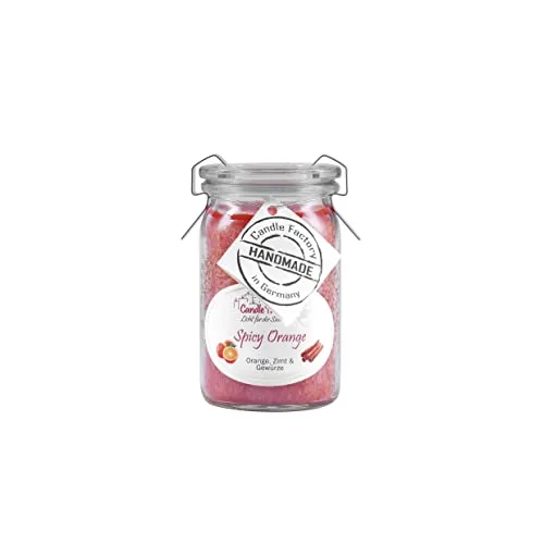 Candle Factory Baby Jumbo Duftkerze aus pflanzlichem Stearin im hitzebeständigen Glas der Marke Weck®, bis zu 24h Brennzeit, Duft: Spicy Orange