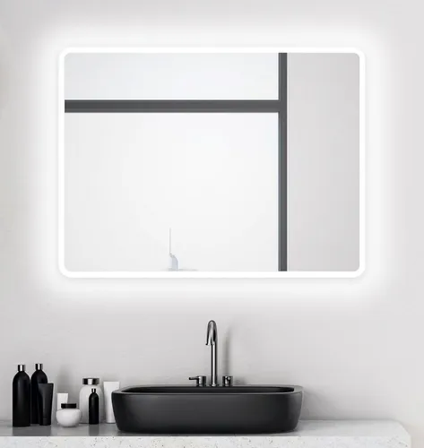 Talos Moon LED Badspiegel 80x60 cm in silber von Talos