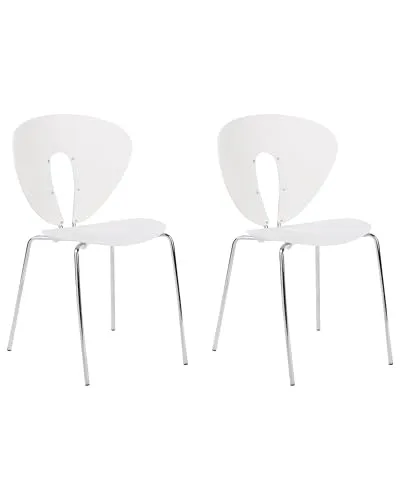 Beliani Esszimmerstuhl 2er Set Tracy - Stapelbare Esszimmerstühle im modernen Stil, mit stabilen Metallfüßen und pflegeleichten Kunststoffsitzen für hohen Komfort und Platzersparnis.